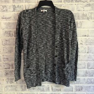 Madewell Gray Black Marled Button Down Oversized Cardigan Sweater Women’s Sz XXS
